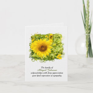 Sunflower Field for Sympathy Thank You Card