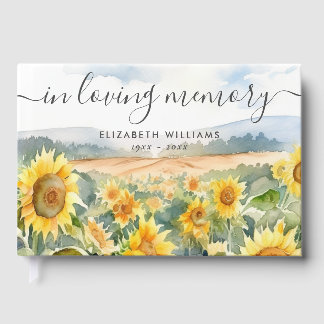 Sunflower Field In Loving Memory Funeral Guest Book