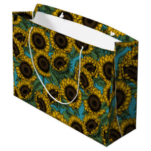 Sunflower field large gift bag