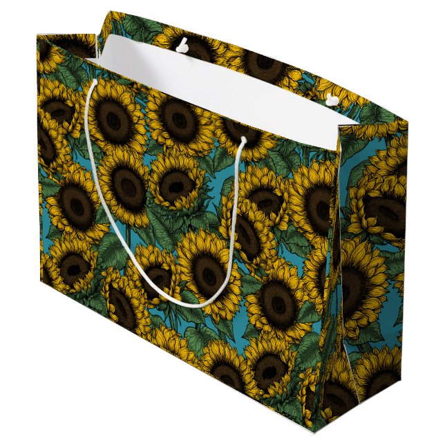 Sunflower field large gift bag (Back Angled)