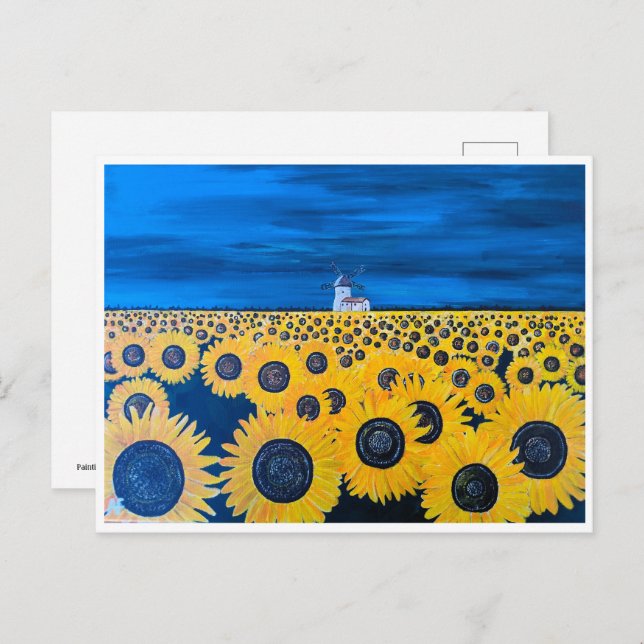 Sunflower Field Painting by Alfred Fox Postcard (Front/Back)