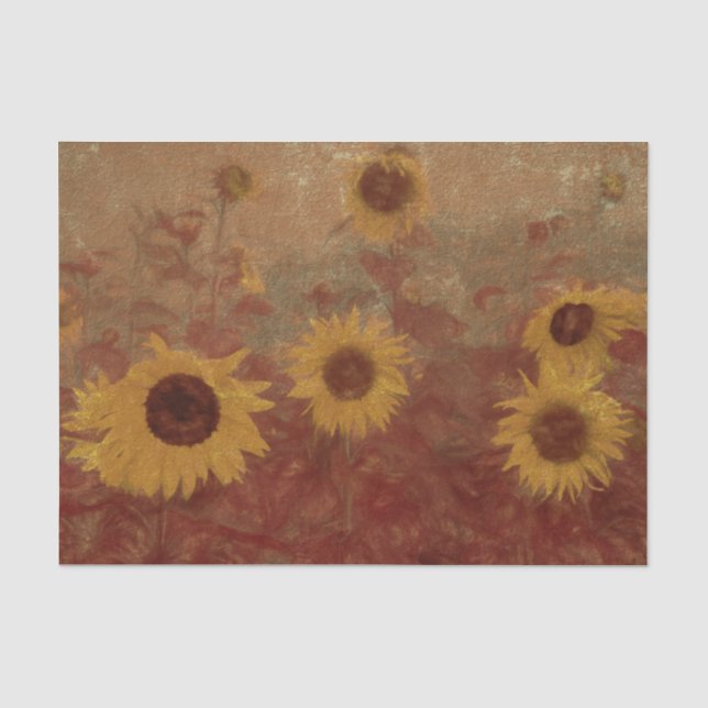 Sunflower Field Texture Rust Yellow Decoupage Tissue Paper (Front)