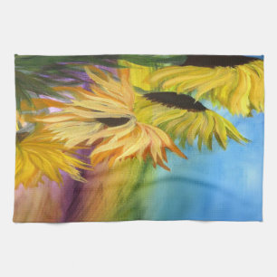 Sunflower Field Throw pillow from my artwork Tea Towel