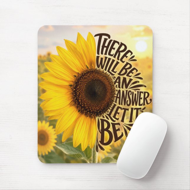 Sunflower Field with Inspiring Quote Mouse Pad (With Mouse)