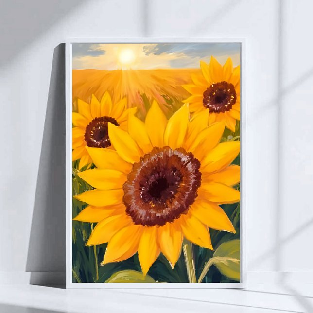 Sunflower Field | Yellow Floral Watercolor Painted Poster (Creator Uploaded)