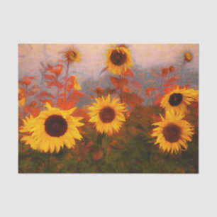 Sunflower Field Yellow Green Orange Vintage Art Tissue Paper