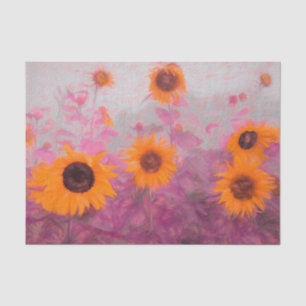 Sunflower Field Yellow Orange Purple Autumn Tissue Paper