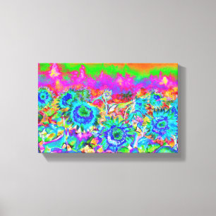 Sunflower Fields  - blue Canvas Print