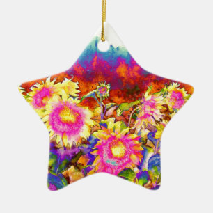 Sunflower Fields Ceramic Tree Decoration