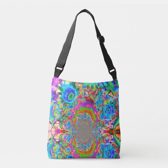 Sunflower fields forever -blue crossbody bag (Front)