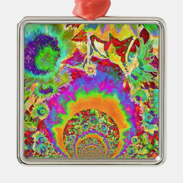 Sunflower Fields Forever - orange Metal Tree Decoration (Front)