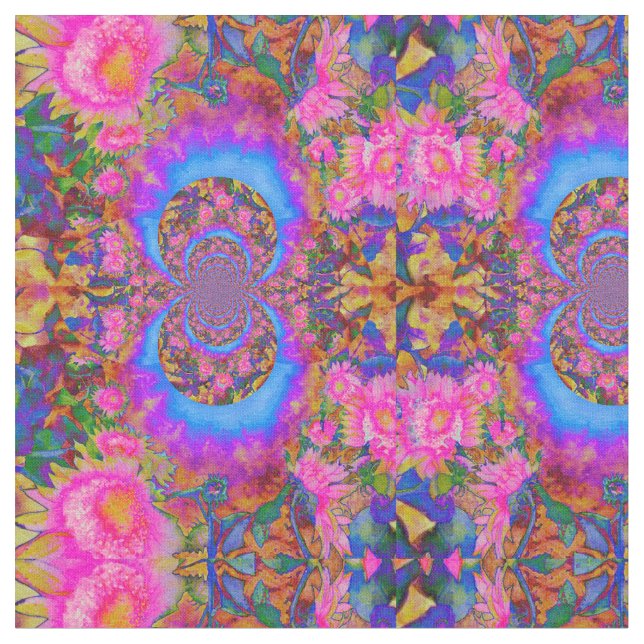 Sunflower fields forever -pink fabric (Close Up)