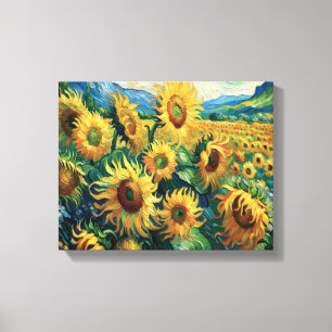 Sunflower Fields Forever Van Gogh-Inspired Ode  Canvas Print
