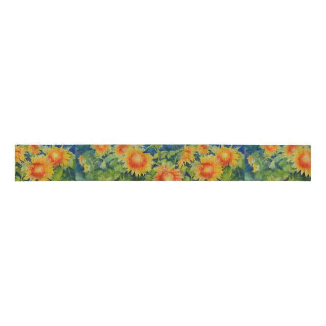Sunflower fields grosgrain ribbon (Front)
