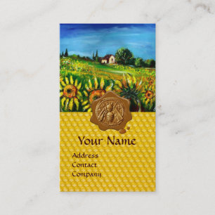SUNFLOWER FIELDS , HONEY BEE WAX SEAL ,BEEKEEPER BUSINESS CARD