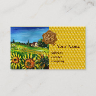 SUNFLOWER FIELDS ,HONEY BEE WAX SEAL ,BEEKEEPER BUSINESS CARD