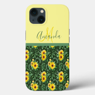 Sunflower Fields Monogrammed iPhone 13 Case