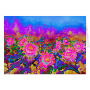 Sunflower Fields, pink abstract surreal flowers