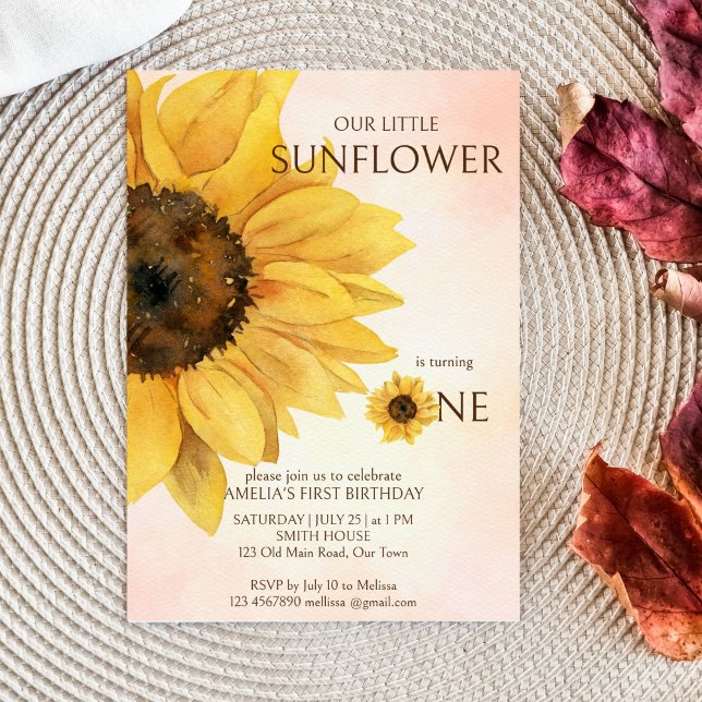 Sunflower first birthday little sunshine template (Sunflower first birthday invitation sunshine birthday template invitation instant download)