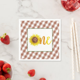 Sunflower First Birthday Napkin - ONE
