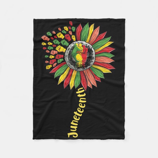Sunflower Fist Juneteenth Black History African Am Fleece Blanket (Front)