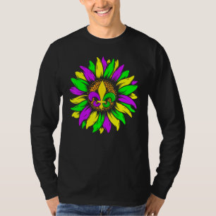 Sunflower Fleur De Lys Mardi Gras Funny New Orlean T-Shirt