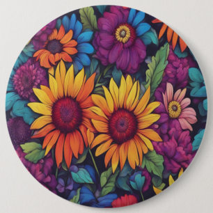 Sunflower Floral #212 - 6 Cm Round Badge