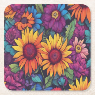 Sunflower Floral #212 - Coasters