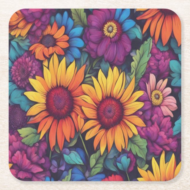 Sunflower Floral #212 - Coasters (Front)
