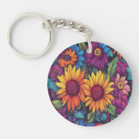 Sunflower Floral #212 - keychain