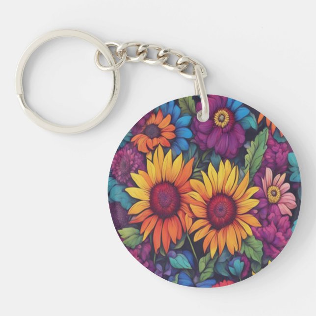 Sunflower Floral #212 - keychain (Front)