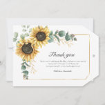 Sunflower Floral 60th Birthday Thank You Card<br><div class="desc">For all those who showed up to celebrate your special day with you,  this elegant botanical geometric floral thank you card featuring sunflowers and eucalyptus foliage for when you want to say thank you to your guests. Easily add your custom message on by clicking the "Personalise" button.</div>