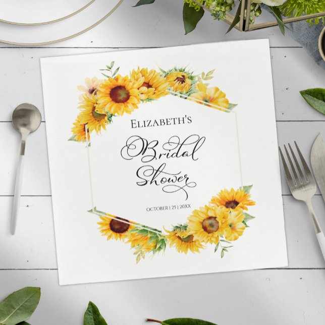 Sunflower Floral Arch Fall Bridal Shower Napkins (Creator Uploaded)