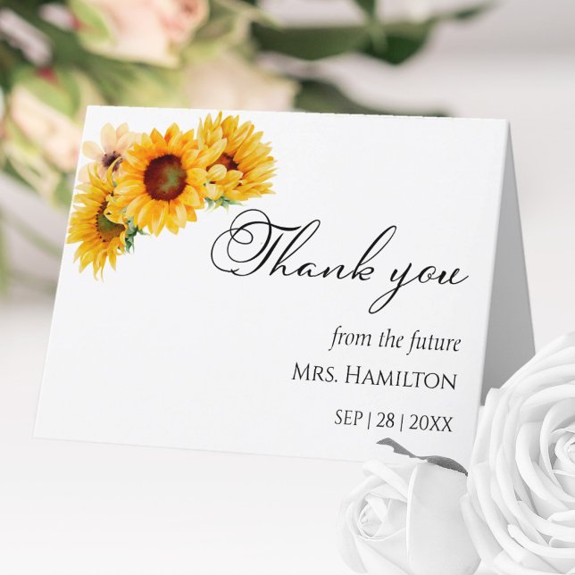 Sunflower Floral Autumn Fall Bridal Shower Thank You Card (Creator Uploaded)
