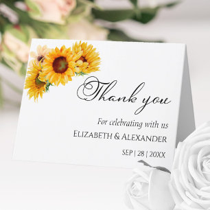 Sunflower Floral Autumn Fall Wedding Thank You Card