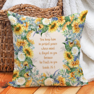 Sunflower Floral Bible Verse Keep Perfect Peace    Cushion
