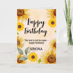  Sunflower Floral Birthday  Card