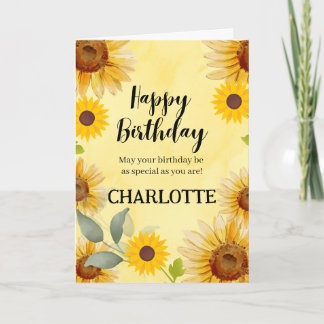 Sunflower Floral Birthday Card