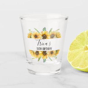 Sunflower Floral Birthday Party Shot Glass