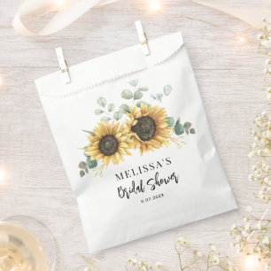 Sunflower Floral Bloom Script Bridal Shower Favour Bags