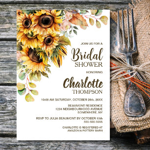 Sunflower Floral Bridal Shower Invitation