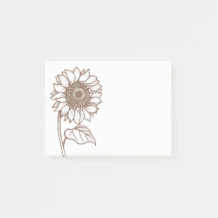 Sunflower Floral Brown Sunflowers Vintage Flower Post-it Notes