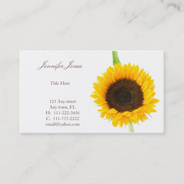 Sunflower Floral Business Card (Front)
