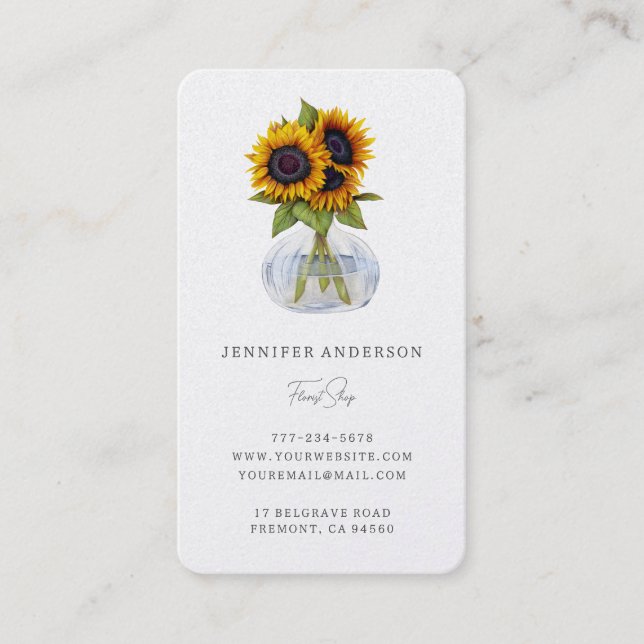 Sunflower Floral Business Cards (Front)