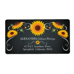 Sunflower Floral Chalkboard Vintage Address Label