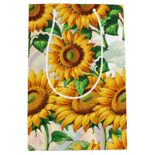 Sunflower Floral Cottagecore Pattern Medium Gift Bag