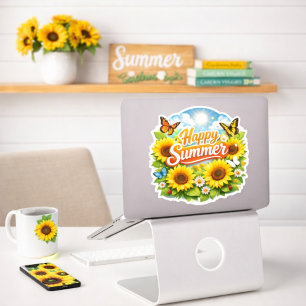 Sunflower Floral Custom-Cut Vinyl Sticker