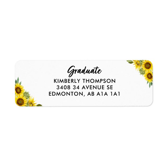 Sunflower Floral Custom Modern Graduation (Front)