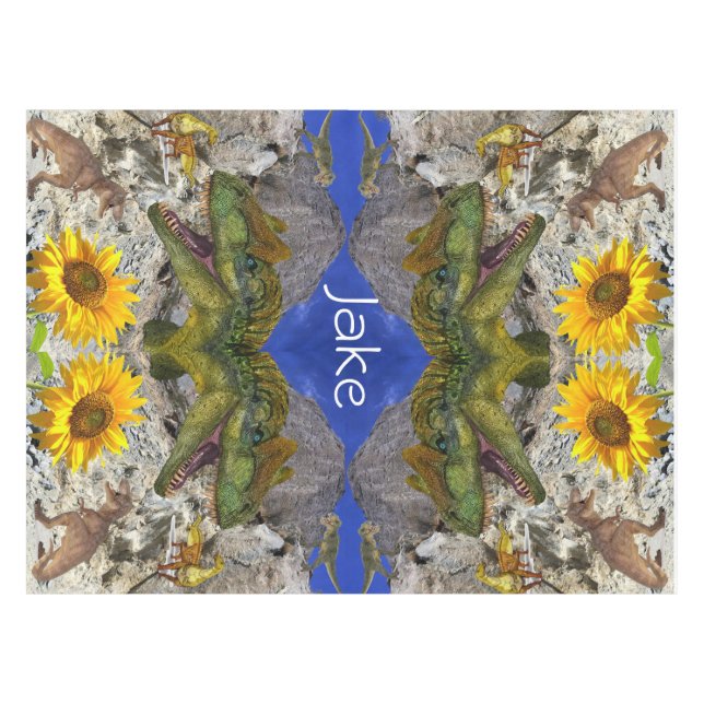 Sunflower Floral DinosaurTablecloth Tablecloth (Front (Horizontal))