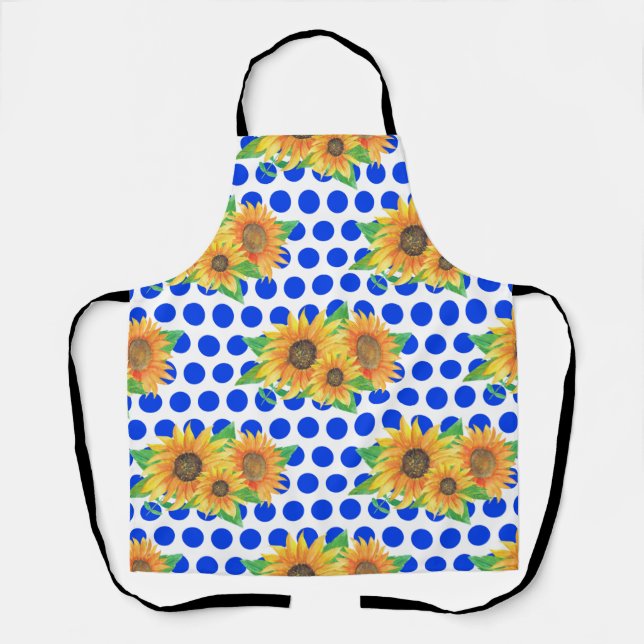 Sunflower Floral Embroidery Apron (Front)